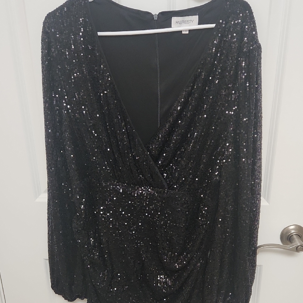Elegant Black Long Sleeve Dress with Lace Details